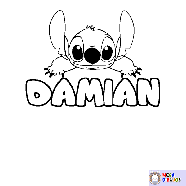 Coloración del nombre DAMIAN - decorado Stitch