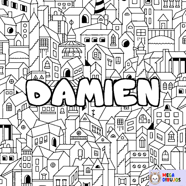 Coloración del nombre DAMIEN - decorado ciudad