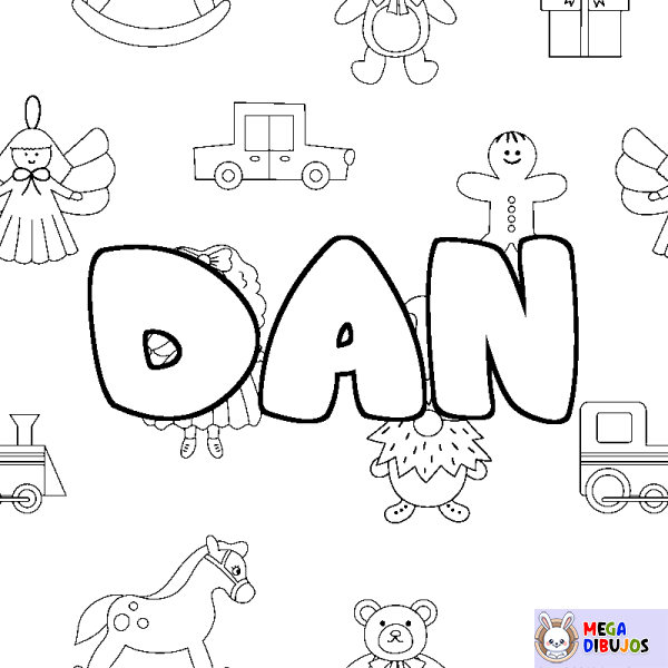 Coloración del nombre DAN - decorado juguetes
