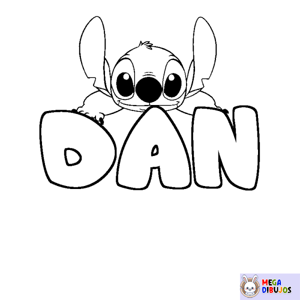 Coloración del nombre DAN - decorado Stitch