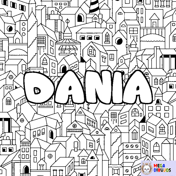 Coloración del nombre DANIA - decorado ciudad