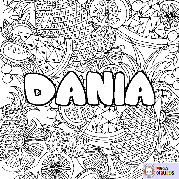 Coloración del nombre DANIA - decorado mandala de frutas