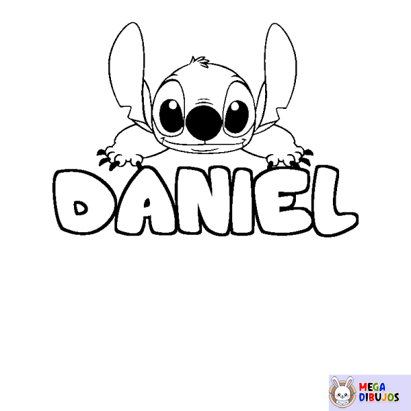 Coloración del nombre DANIEL - decorado Stitch