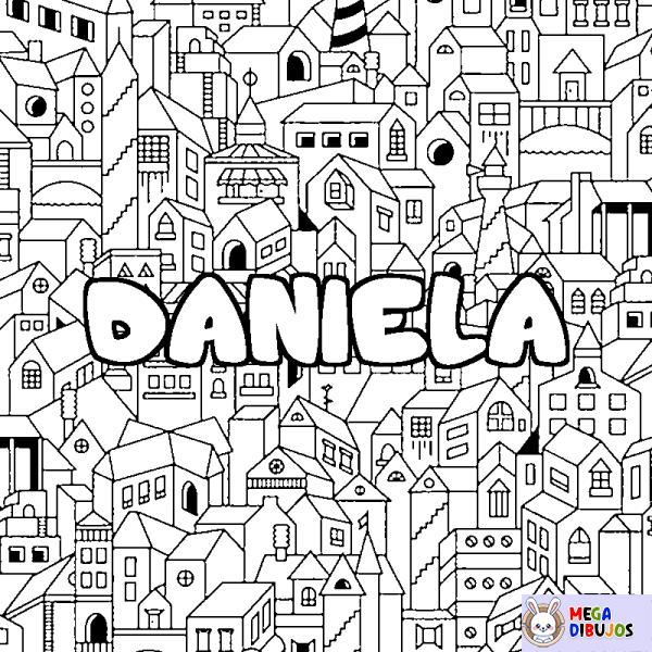 Coloración del nombre DANIELA - decorado ciudad