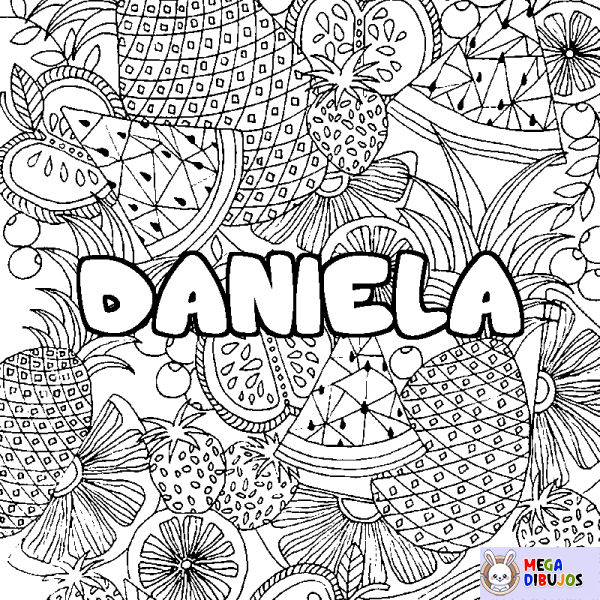 Coloración del nombre DANIELA - decorado mandala de frutas