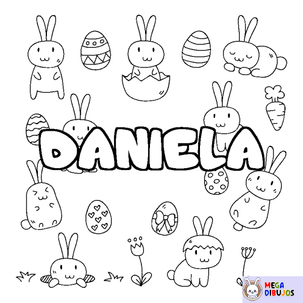 Coloración del nombre DANIELA - decorado Pascua