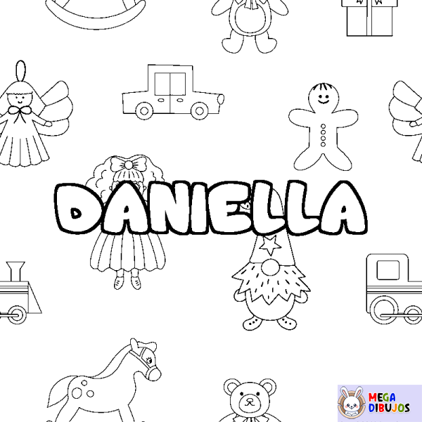 Coloración del nombre DANIELLA - decorado juguetes