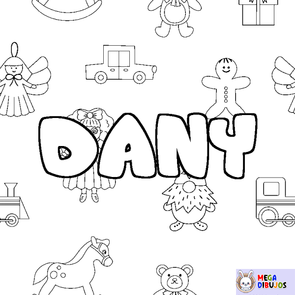Coloración del nombre DANY - decorado juguetes