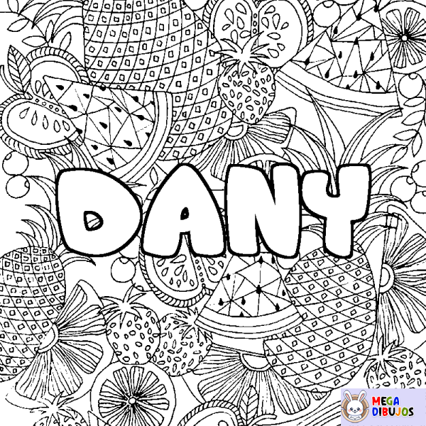 Coloración del nombre DANY - decorado mandala de frutas