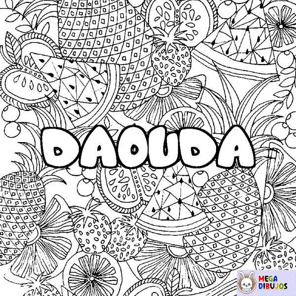 Coloración del nombre DAOUDA - decorado mandala de frutas