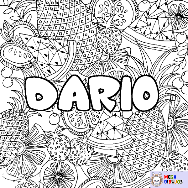 Coloración del nombre DARIO - decorado mandala de frutas