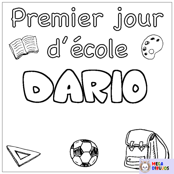 Coloración del nombre DARIO - decorado primer d&iacute;a de escuela
