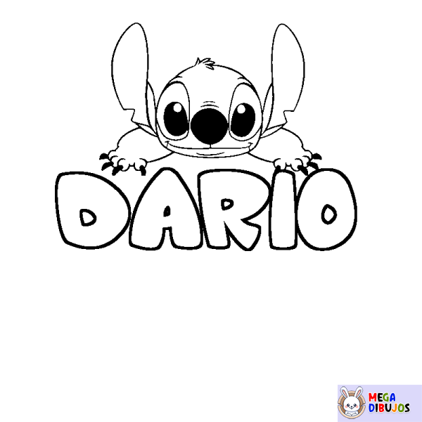 Coloración del nombre DARIO - decorado Stitch