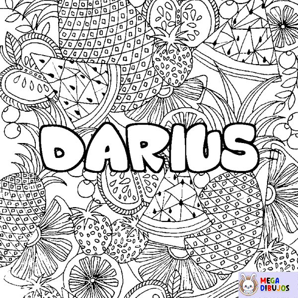 Coloración del nombre DARIUS - decorado mandala de frutas