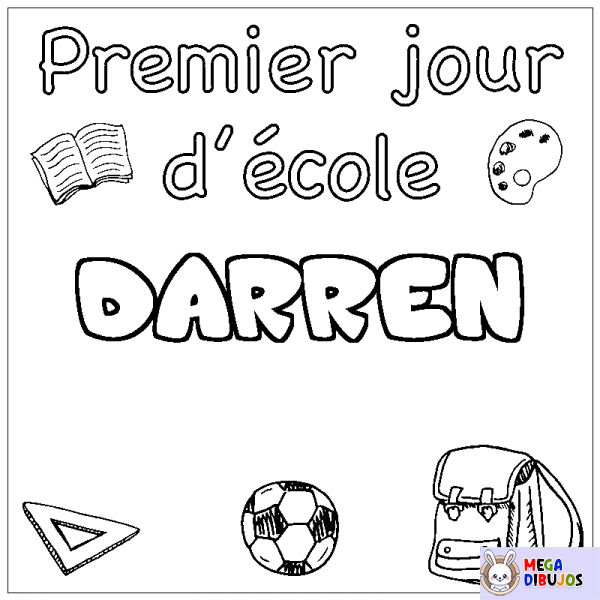 Coloración del nombre DARREN - decorado primer d&iacute;a de escuela