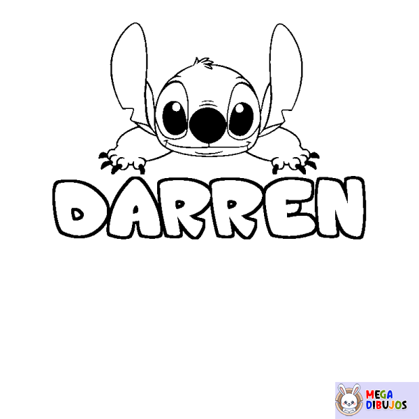 Coloración del nombre DARREN - decorado Stitch