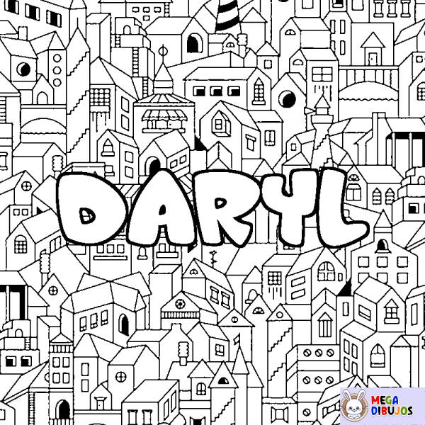 Coloración del nombre DARYL - decorado ciudad