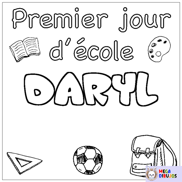 Coloración del nombre DARYL - decorado primer d&iacute;a de escuela
