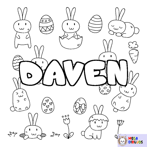 Coloración del nombre DAVEN - decorado Pascua
