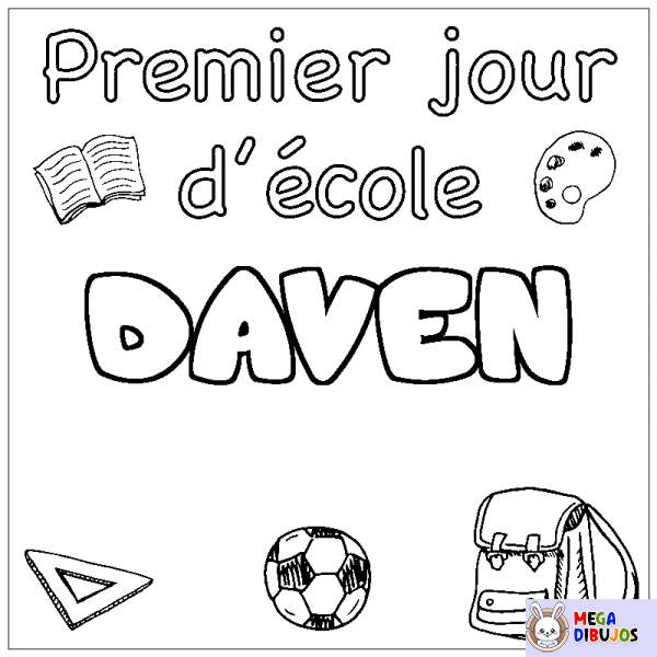 Coloración del nombre DAVEN - decorado primer d&iacute;a de escuela