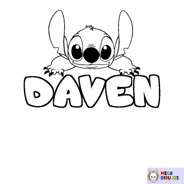 Coloración del nombre DAVEN - decorado Stitch