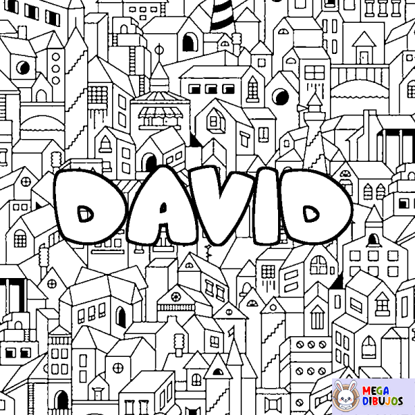 Coloración del nombre DAVID - decorado ciudad