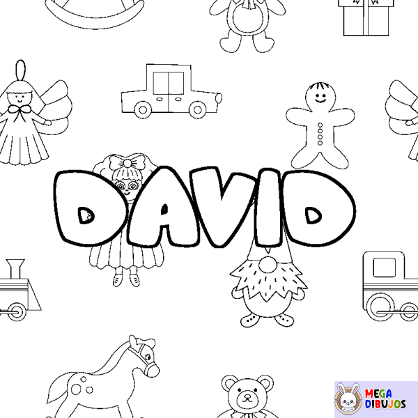 Coloración del nombre DAVID - decorado juguetes