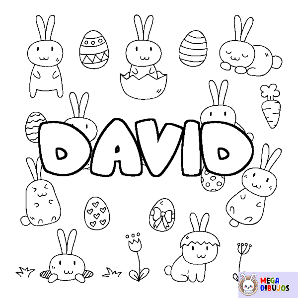 Coloración del nombre DAVID - decorado Pascua