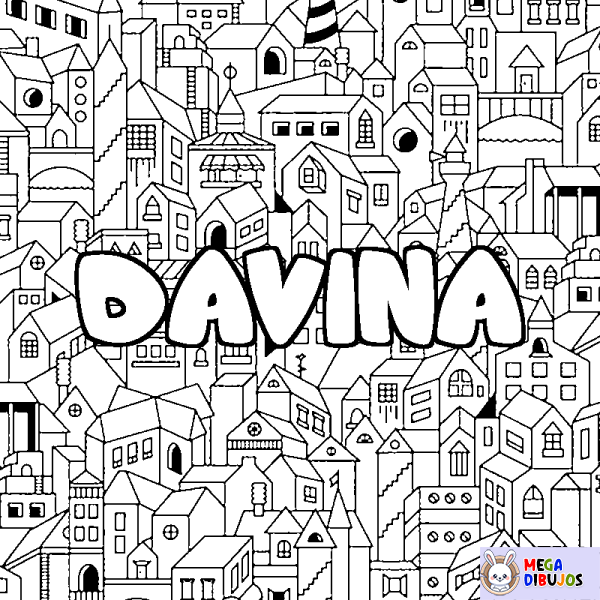 Coloración del nombre DAVINA - decorado ciudad