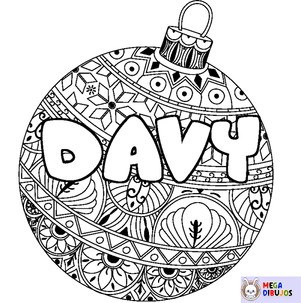 Coloración del nombre DAVY - decorado bola de Navidad