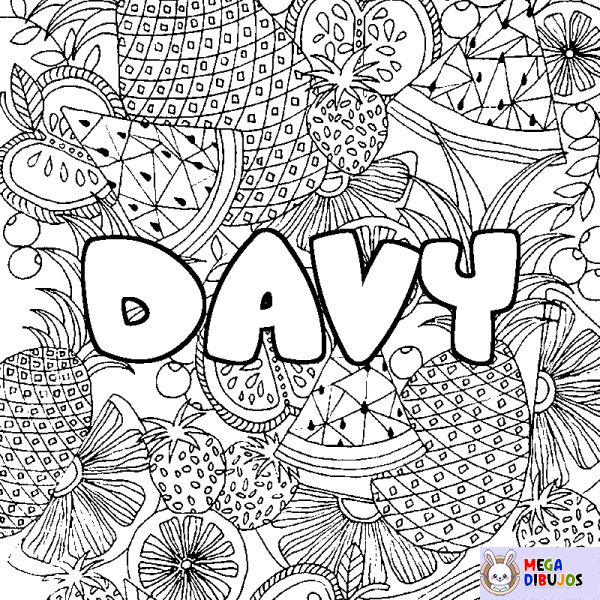 Coloración del nombre DAVY - decorado mandala de frutas