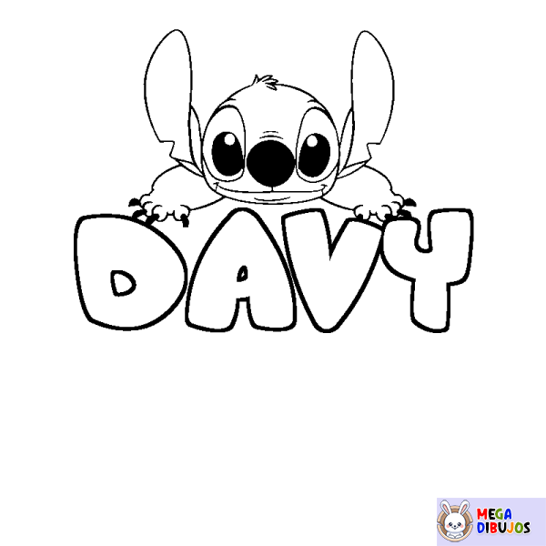 Coloración del nombre DAVY - decorado Stitch