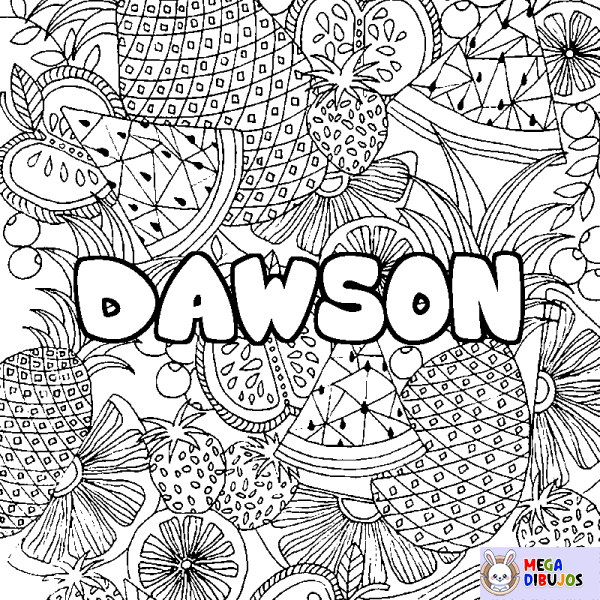 Coloración del nombre DAWSON - decorado mandala de frutas