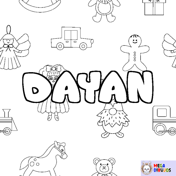 Coloración del nombre DAYAN - decorado juguetes