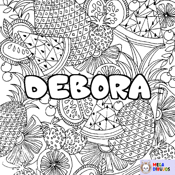 Coloración del nombre DEBORA - decorado mandala de frutas