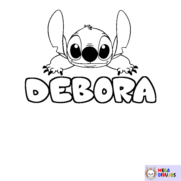 Coloración del nombre DEBORA - decorado Stitch