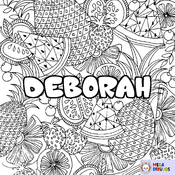 Coloración del nombre DEBORAH - decorado mandala de frutas