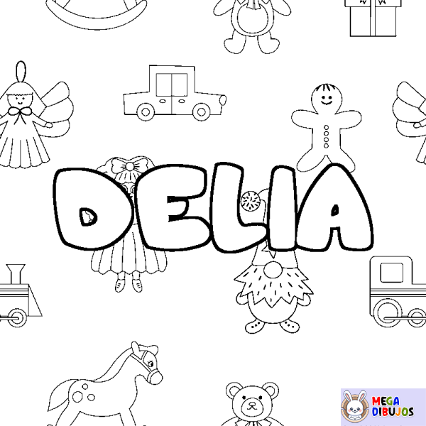 Coloración del nombre DELIA - decorado juguetes