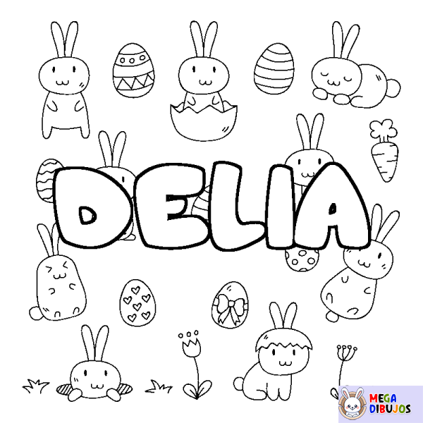 Coloración del nombre DELIA - decorado Pascua