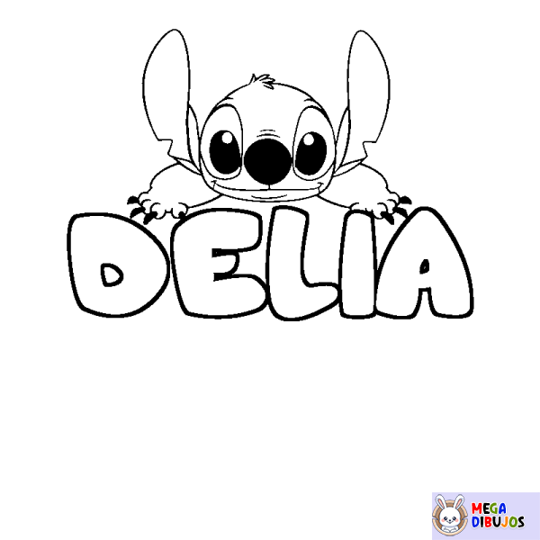 Coloración del nombre DELIA - decorado Stitch