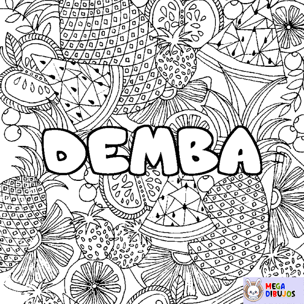 Coloración del nombre DEMBA - decorado mandala de frutas