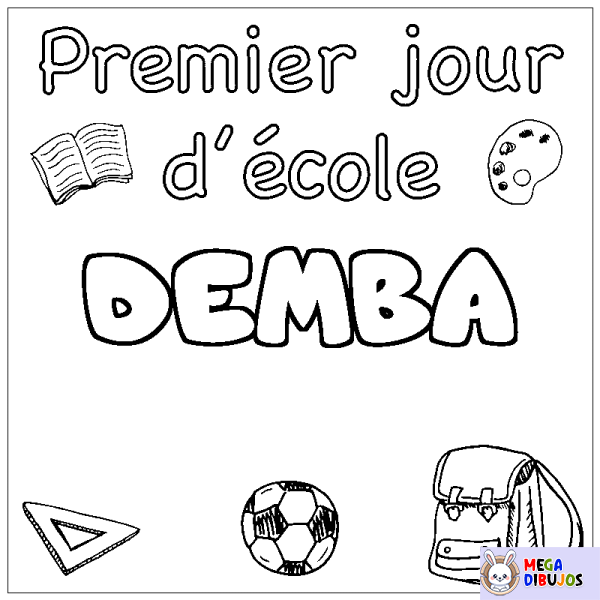 Coloración del nombre DEMBA - decorado primer d&iacute;a de escuela