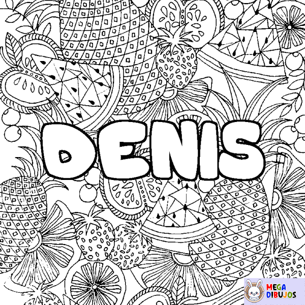 Coloración del nombre DENIS - decorado mandala de frutas