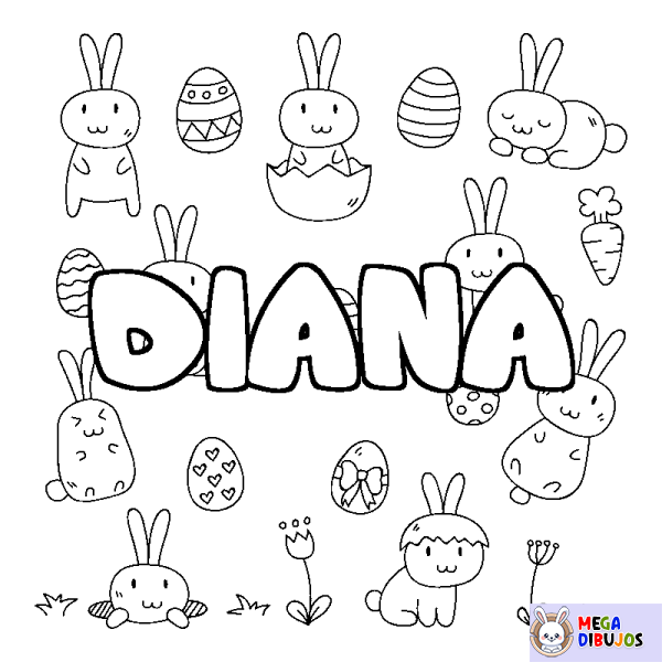 Coloración del nombre DIANA - decorado Pascua