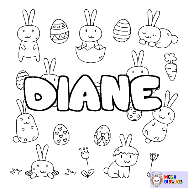 Coloración del nombre DIANE - decorado Pascua