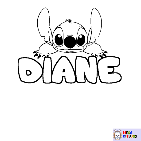 Coloración del nombre DIANE - decorado Stitch