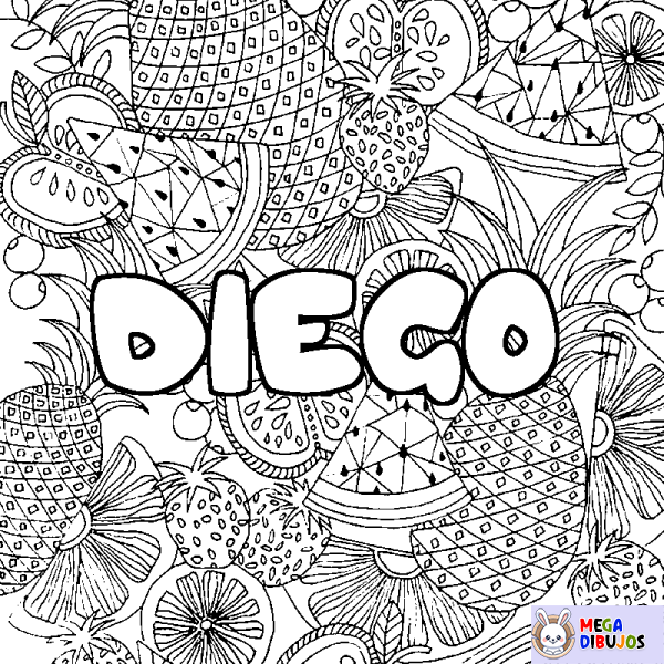 Coloración del nombre DIEGO - decorado mandala de frutas