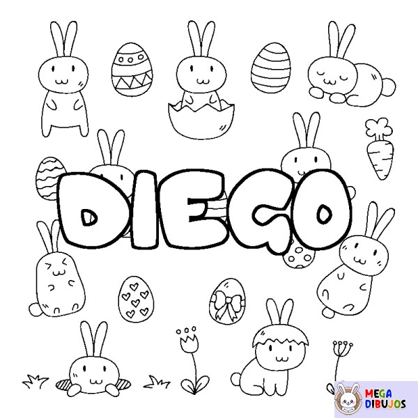 Coloración del nombre DIEGO - decorado Pascua