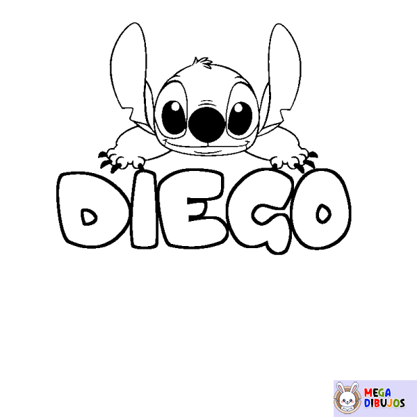Coloración del nombre DIEGO - decorado Stitch