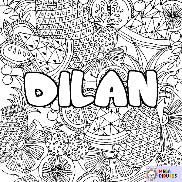 Coloración del nombre DILAN - decorado mandala de frutas